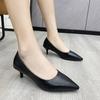 Black Pointed Toe High Heels  Style Comfortable Spring Autumn Season All Match Cross Buckle Rubber Outsole Women's High Heels
