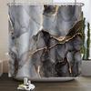 Cortina de ducha Baocicco de mármol gris y dorado, moderna, de lujo, abstracta, decorativa para baño, bañeras, impermeable