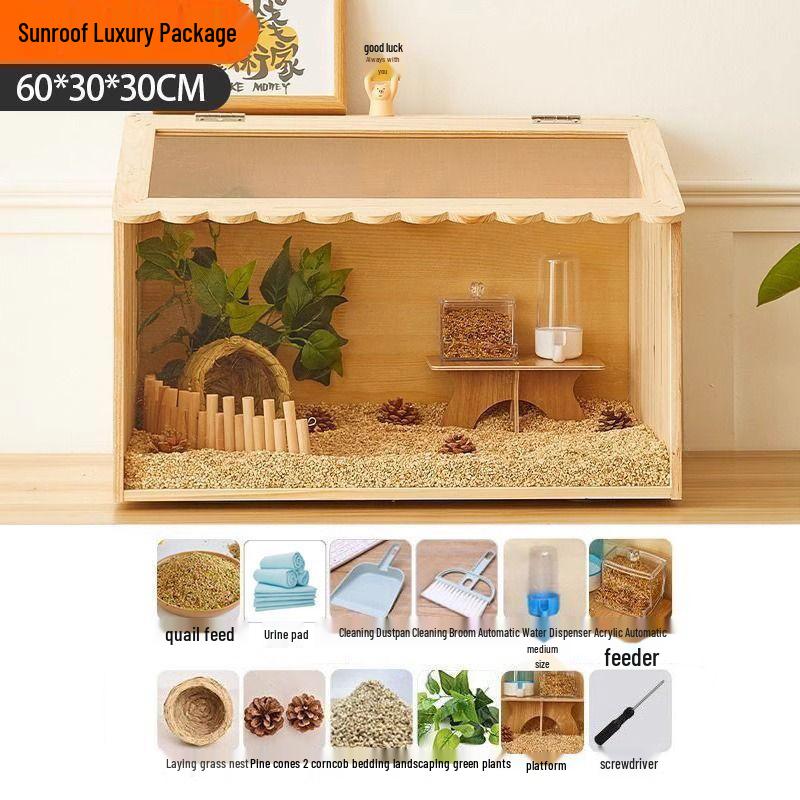 Luxury Wooden Cage for Guinea Fowl Chicks and Hamsters, Ideal for Breeding and Raising