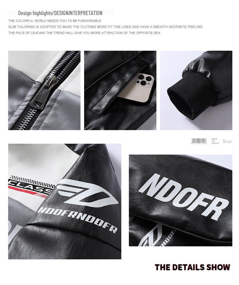 Chaqueta de Cuero de Carreras para Hombre 2025 con Estilo de Color de Contraste: Abrigo estilo Hong Kong