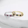 MODIAN 925 Silver Vintage Charm Square Red & Blue Cubic Zirconia Stackable Finger Ring For Women Party Fine Jewelry