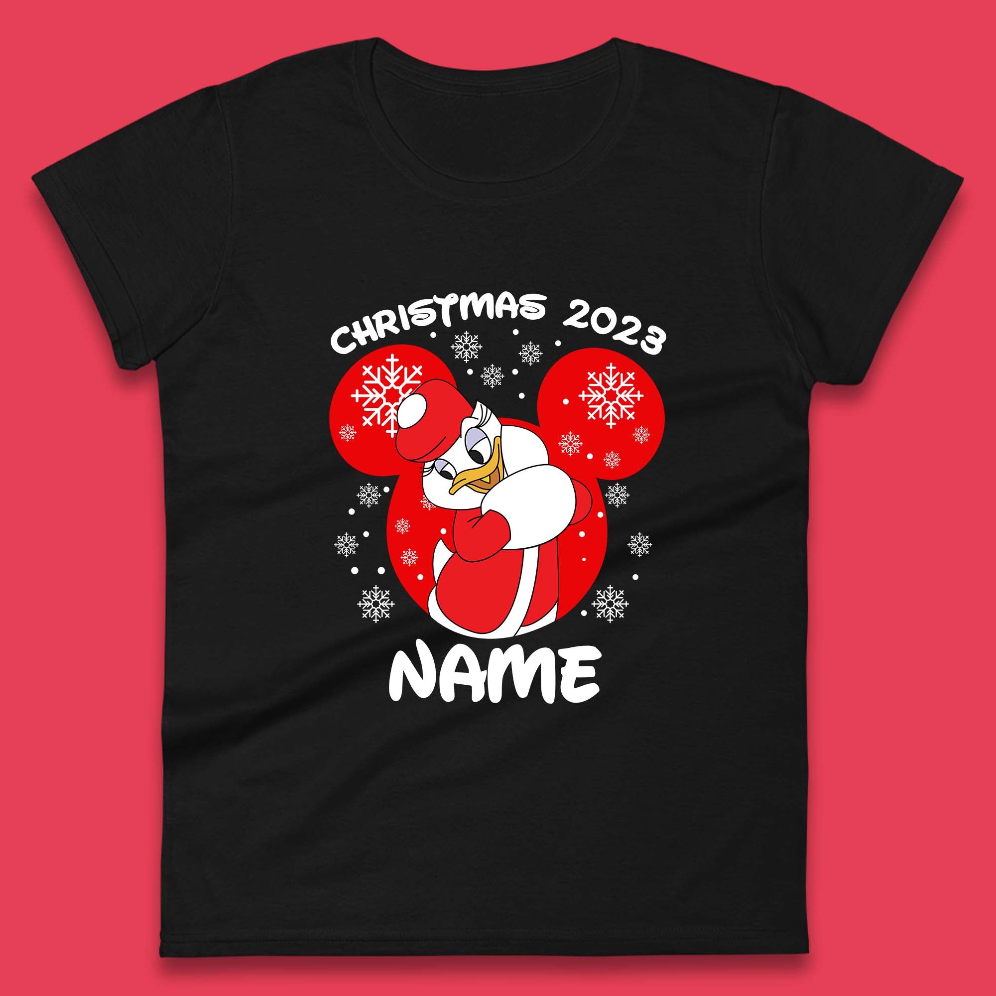 

Personalised Christmas 2023 Your Name Santa Donald Duck And Daisy Duck Xmas Disney Mickey And Friends Womens Tee T Shirt Mens Tops Unisex Top 3XL