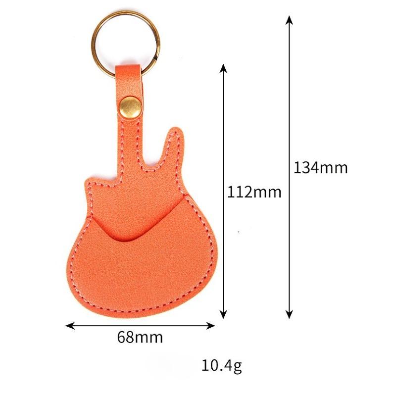 1PC Leather Guitar Pick Bag Pick Holder Case Guitar Shape with Key Ring Guitar Accessories Instrument Accessories