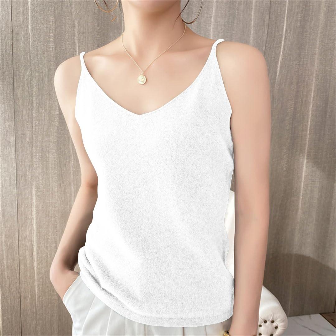 

Женские трикотажные топы с V-образным вырезом, повседневные блузки без рукавов, однотонные базовые майки XXL