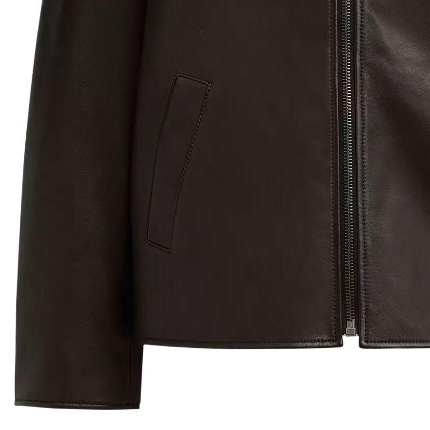 COACH SS24 Leather Jacket Men's Red Coffee CT723-X7F