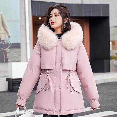 Women's Medium-Long Winter 2023 Velvet Thickened Cotton Parka, Casual Trend