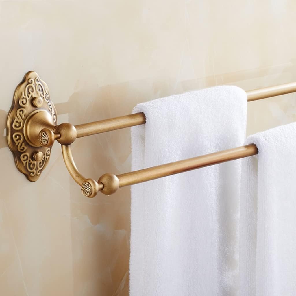 Полотенцесушители Подвесные для туалета, Полотенцесушитель в европейском стиле, Двойной полотенцедержатель из цельной меди, Антикварный, Двойной полотенцедержатель для ванной комнаты, Полотенцедержатели (цвет : 50см)