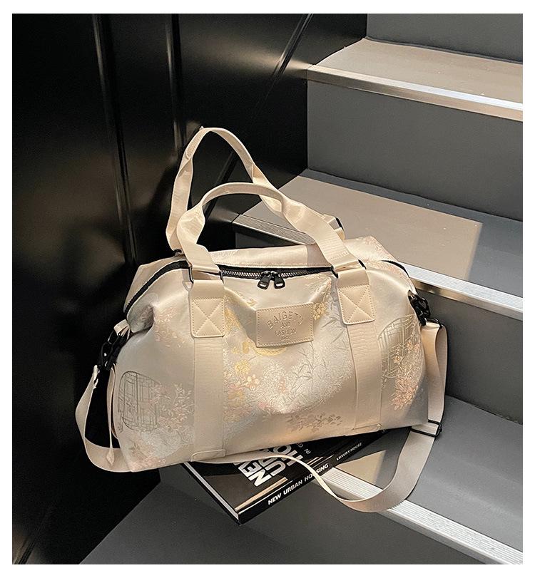 Torba podróżna na ramię w stylu chińskim z haftem o dużej pojemności