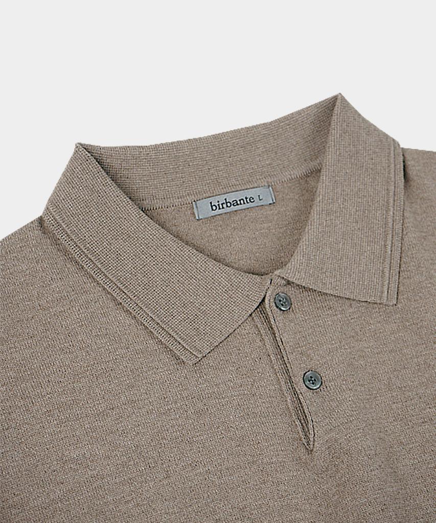 BIRBANTE Soft Washable Line Collar Knit - Beige
