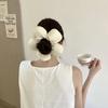 Weiches Kissen Elastisches Haarband Scrunchie für Frauen Luxus Design Große Blume Gefüllt Baumwolle Einfarbig Satin Pferdeschwanzbinder Accessoires