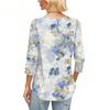 Womens Tops 3/4 Sleeve With Buttons Casual Blouses Summer Outfits Beach Vacation Clothes