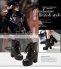 Women's Height-Boosting Martin Boots, Chunky Heel, Lace-Up, Waterproof, Thick-Sole Ankle Boots, Versatile High-Heeled Autumn/Winter Boots