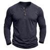 Mens Classic Style Henley Pullover Tops Raglan Long Sleeve Solid Color Daily Casual Wear Crew Neck Basic T Shirts
