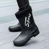 Fashion 2025Mid-calf Rain Boots Men Slip-On Waterproof Rubber Rain Shoes Work Mud Boots Warm Durable Non-Slip Boots Farming Fishing Camp