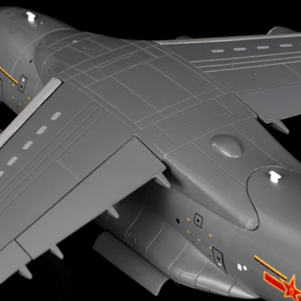 1:144 China Y-20 Transport Aircraft Model Alloy Diecast Airplane Miniature with Movable Tail Fin Hobby Model for Kids
