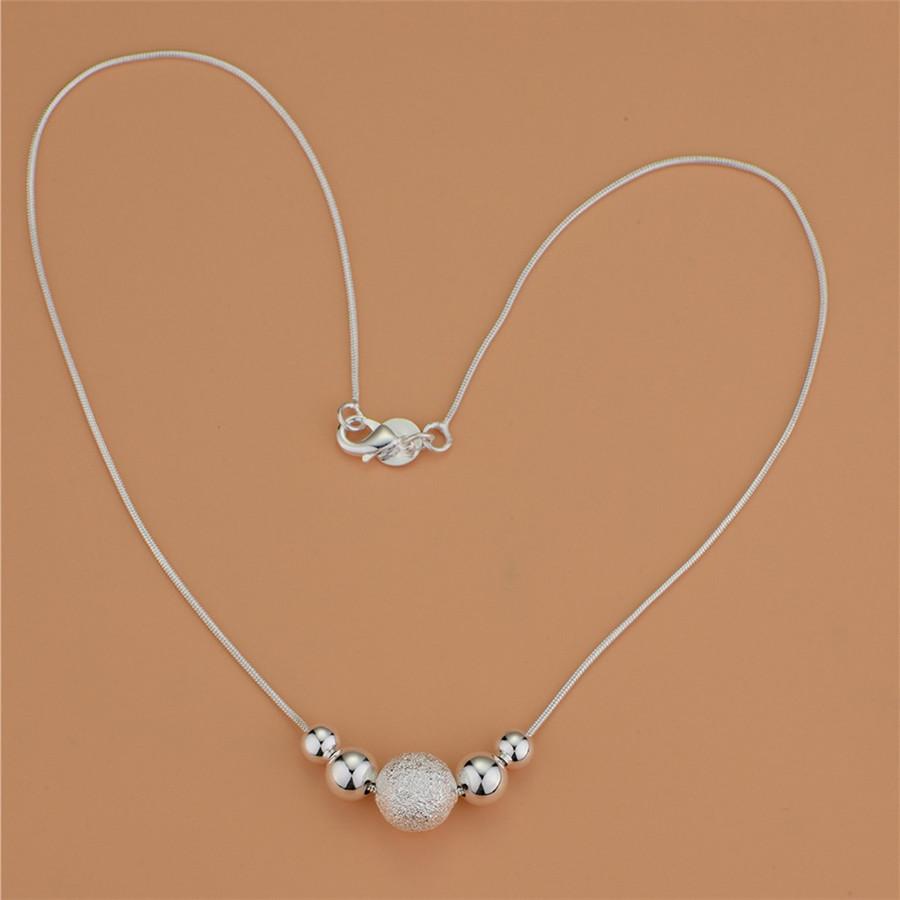 925 Sterling Silver Jewelry 18 Inch Snake Chain Bead Necklace