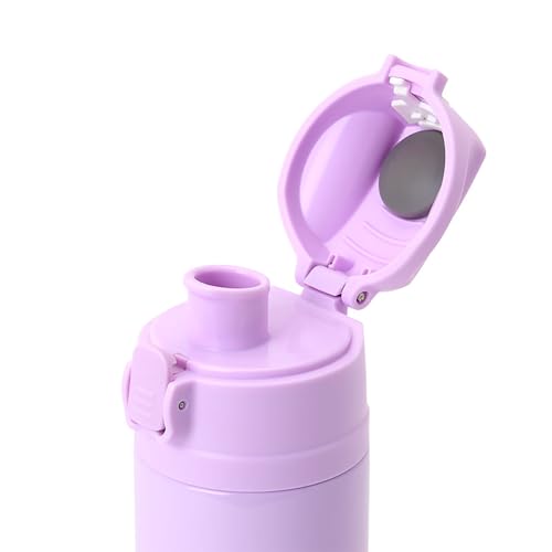 Sanrio (SANRIO) Stainless Steel Bottle with Cover, Kuromi Design, for Children, Keeps Drinks Cold Only, Capacity: 470mL, Name Space, One-Touch Open