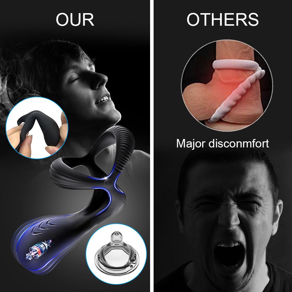 Couples Long Lasting Erection Anal Vibrator with Vibrating Cock Ring Prostate Massager Anal Plug Penis Ring Sex Toys for Man