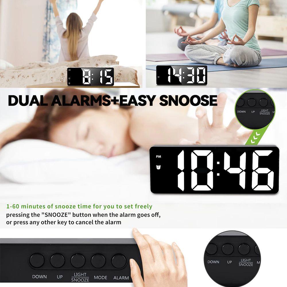 Dual Alarm Voice Control Digital Alarm Clock Adjustable Desktop Clock  Living Room
