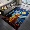1PC Cat and Starry Night Background Print Carpet Rug for Living Room Bedroom Sofa Doormat Home Decor Non-slip Floor Mat