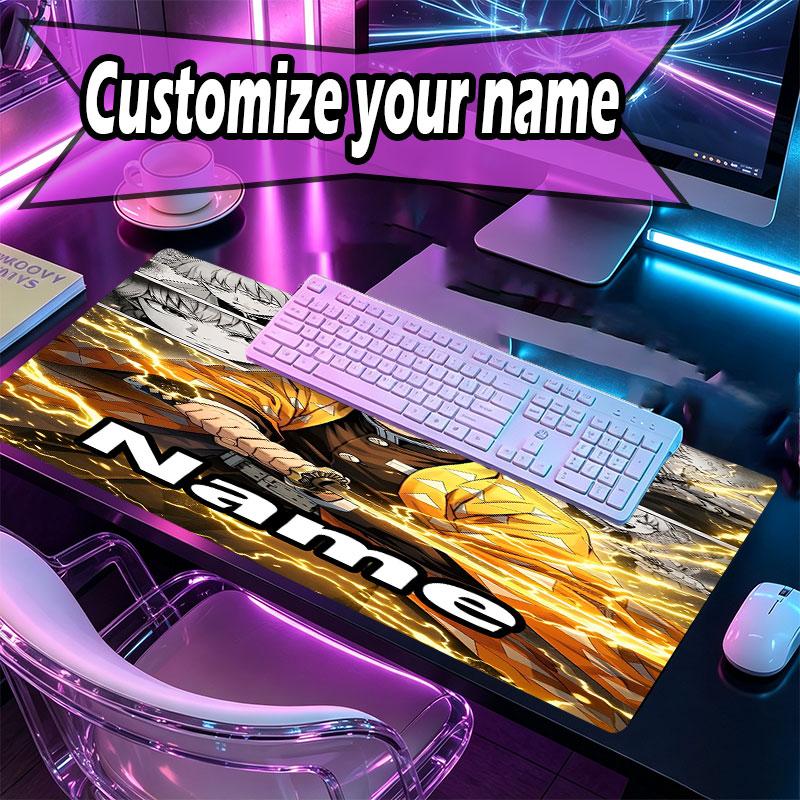 Custom Name Personalized Demon Slayer Pattern Mousepad, Laptop PC Desk Mat, Decorative Desk Mat for Home Keyboard Pad Gift