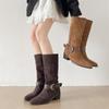 Maillard fashion retro style thick heel platform boots women's 2025 new spring and autumn season height increase and thin knight boots