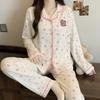 Roter gepunkteter Pyjama Damen High-End Frühling und Herbst Cartoon Muschel bestickter Rand Langarm Loungewear Set