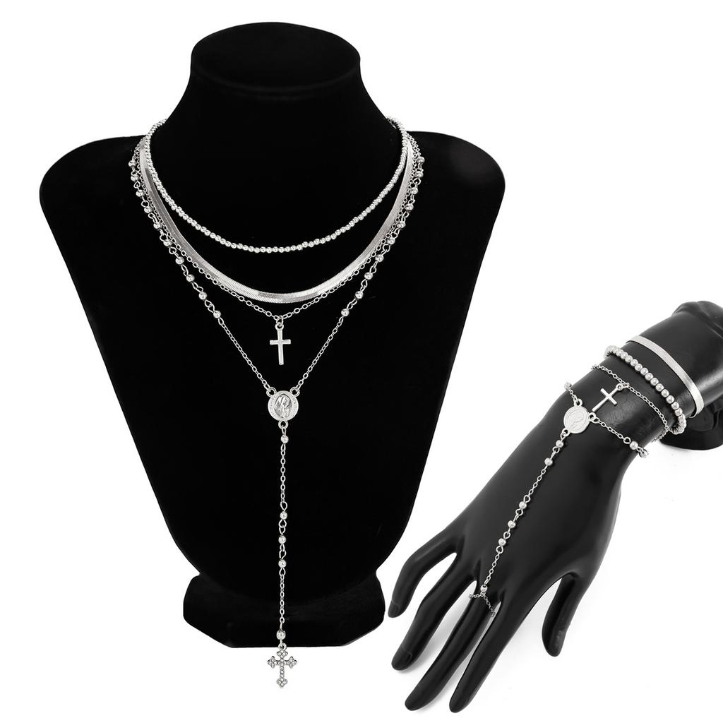 Women Chain Choker Cross Pendant Necklace Hip-hop Jewelry Accessory