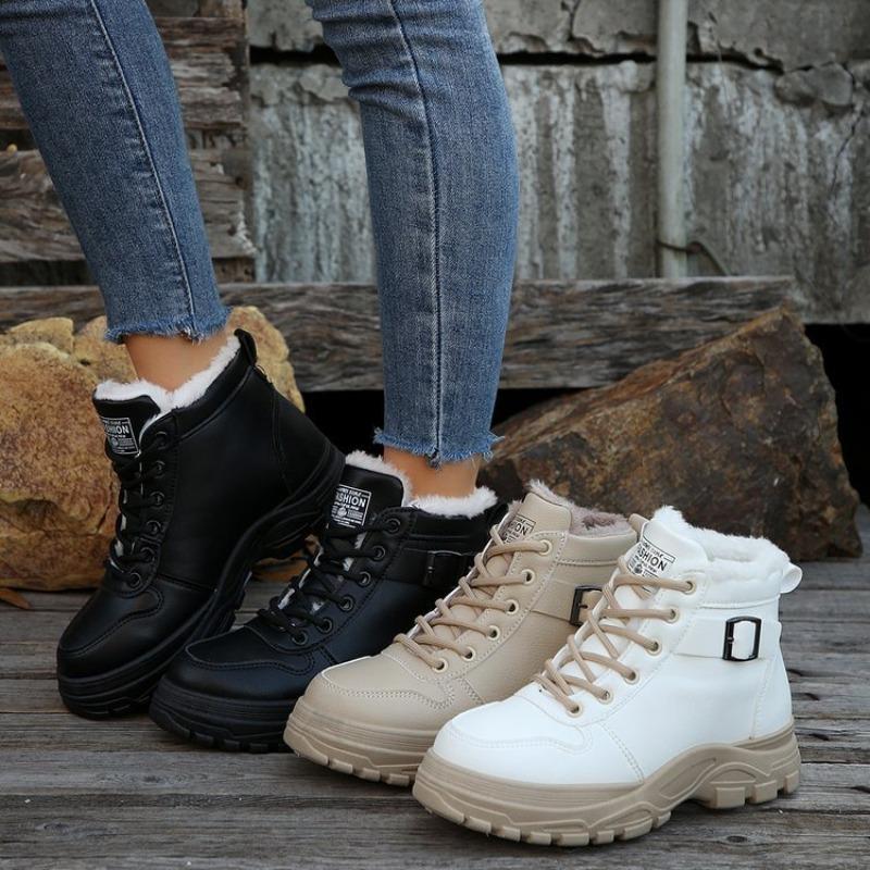 Fashion 2025 Winter Warm Sport Boots Women's Short Plush Ankle Boots Fashion Versatile Platform Lady Shoes Lightweight Sneakers Botas