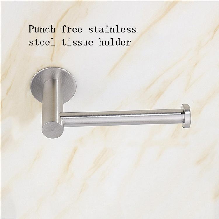 EW Household Stainless Steel Tissue Holder Silver Nail-Free Roll Paper Holder Creative Toilet Paper Holder Punch-Free Toilet Pap