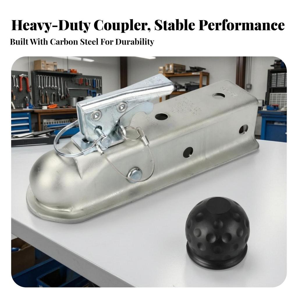 Trailer Coupler with Ball Cap Heavy-Duty Hardware Secure for Towing