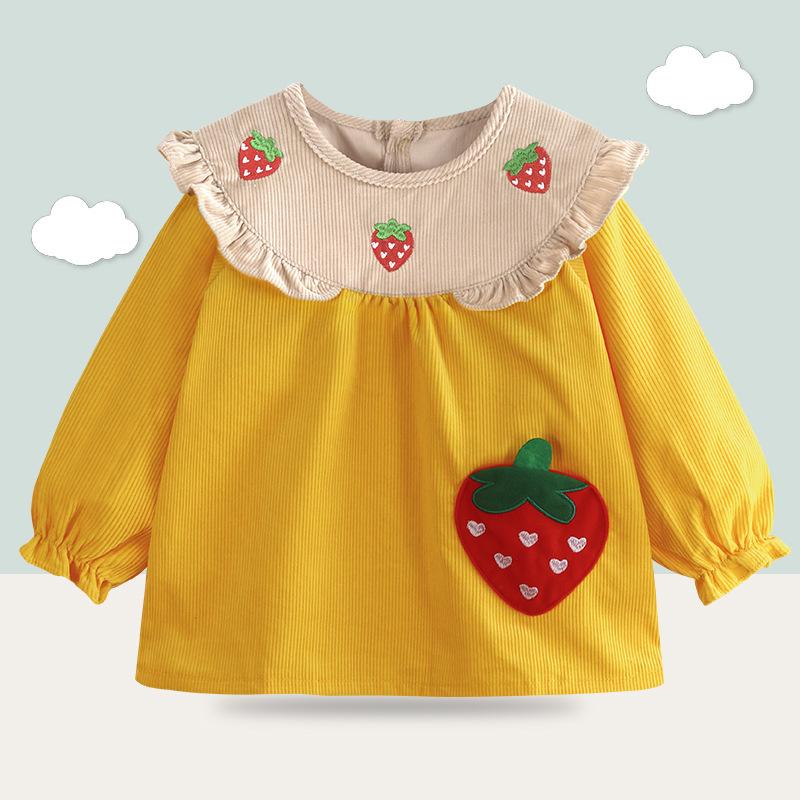 Waterproof Corduroy Smock Bib for Girls - Autumn/Winter Stylish Reversible Design