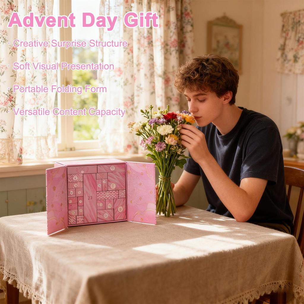 Christmas Countdown Candy Box Refillable Foldable 24-Day Christmas Count-Down For Kids Teen Adult Men Women Boys Girls Holiday