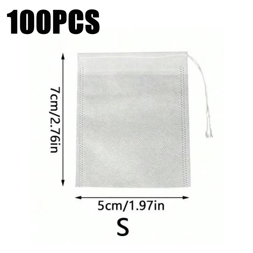 100/200pcs Disposable Tea Filter Bags Drawstring Style Empty Bags Non-Woven Sealing Teabags For Spice Coffee Tea Kitchen Tools
