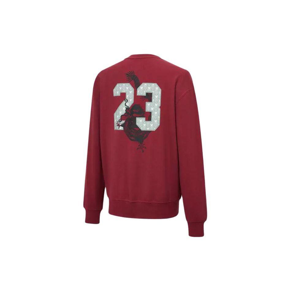 Jordan Year Of The Dragon CNY Series Logo Fleece Sports Crew Neck Sweatshirt Men Tops Cedar-Red FZ6437-617