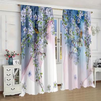 Four Seasons Universal Colorful Floral Flowers Romantic Digital Printed Living Room Curtains Rod Pocket Curtains Living Room