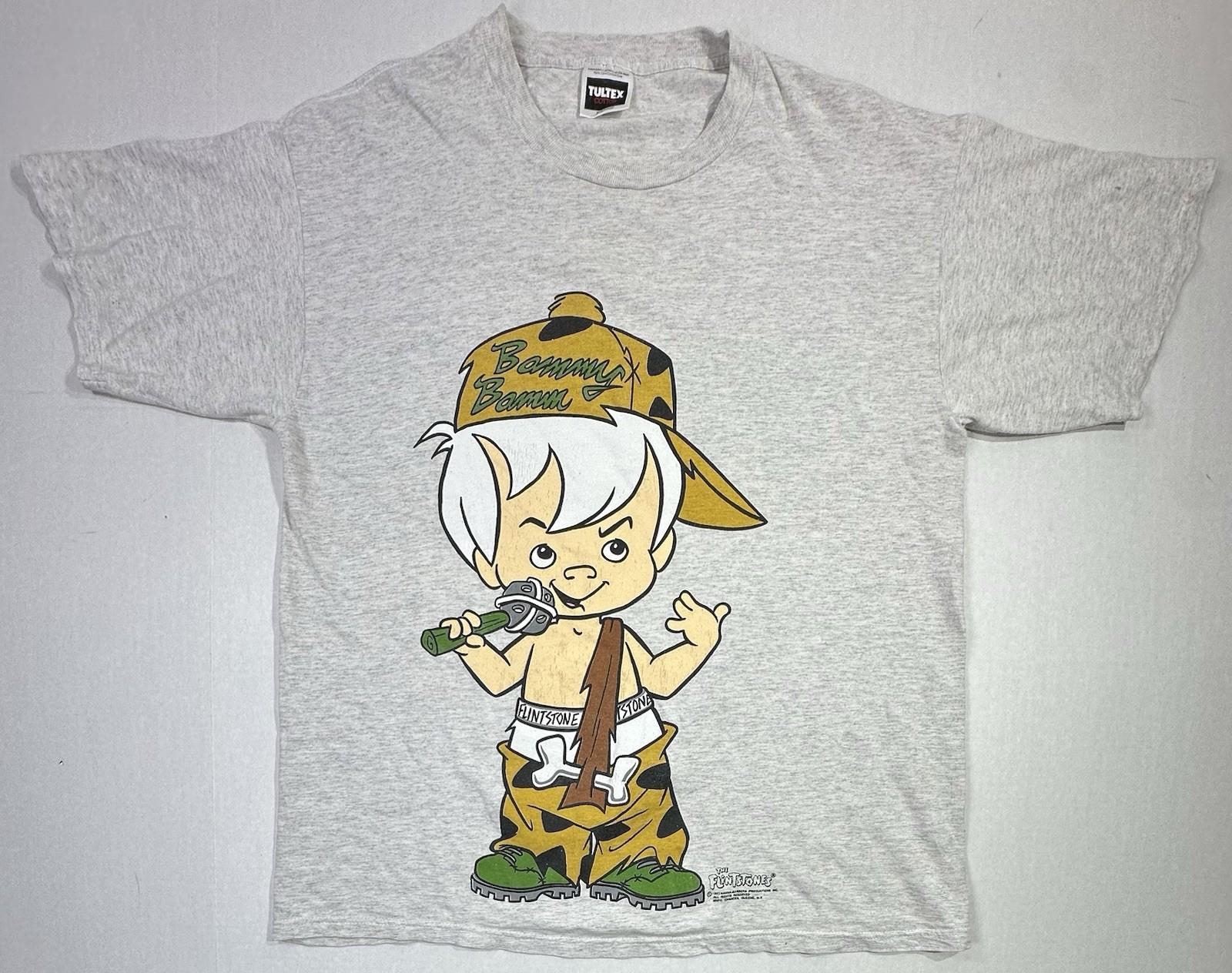 Vintage 1993 Flintstones Bam Bam Gray XL Tultex Double Sided Cartoon Unisex T-Shirt XXXL