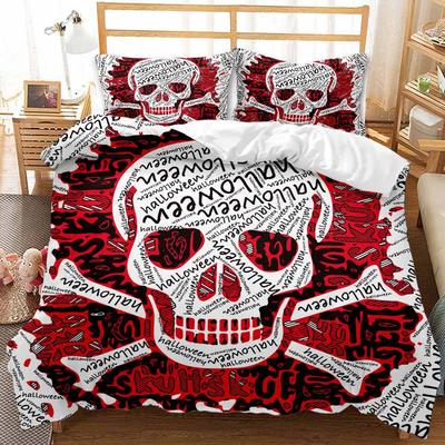Popular Skull Halloween Home Textile Kit Bed Three-piece Quilt Cover Sheet