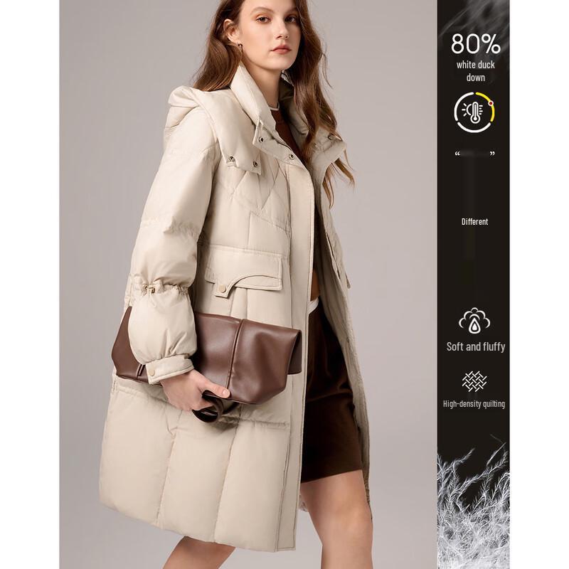 Si Shui Nian Hua Women's Elegant Hooded Mid-Length Down Jacket Y145017Y1