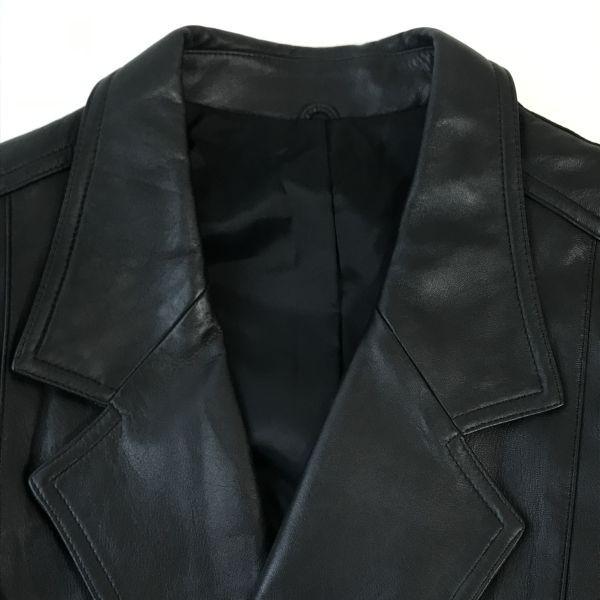 Made In Japan Sheepskin Double Button Leather Jacket Men XL Black Oversized(USED)