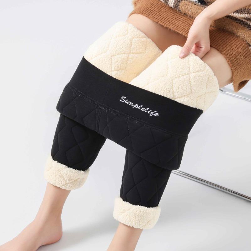 

1 Шелковые хлопковые брюки женская верхняя одежда зимние из овечьей шерсти с начесом утолщенные леггинсы с высокой талией очень толстые термобрюки M is suitable for 80-50kg чёрный