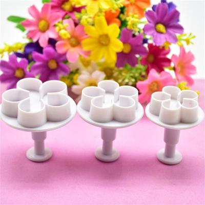 3Pcs Flower Plunger Cookie Cutter Diy Blossom Flower Cake Fondant Cake Mold