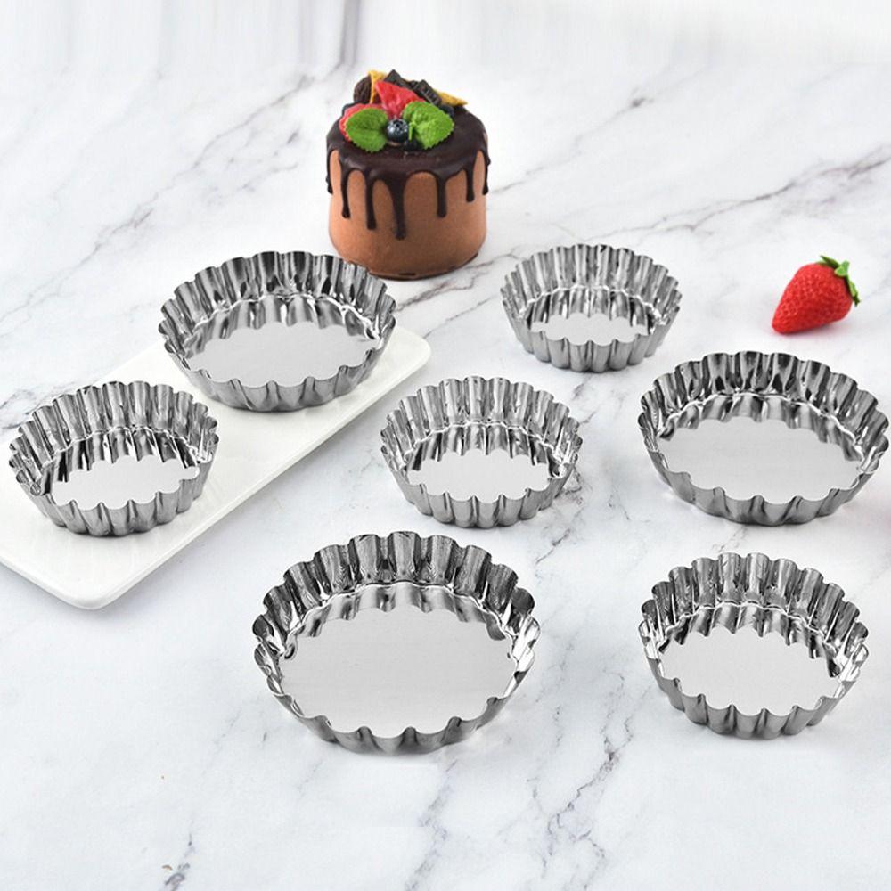 Stainless Steel Cookie Pudding Mould Reusable Dessert Mould Egg Tart Molds  Flower Muffin