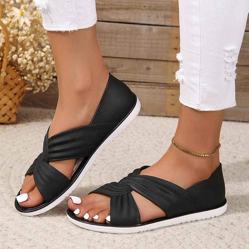 Women's Sandals Summer Selling Open Toe Flat Anti-Slip Sandals Fashion Round Toe Shallow Mouth Slip-on Women's Bag Heel Slippers