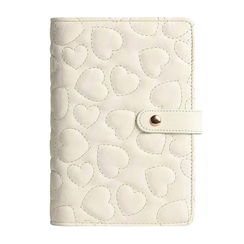 3D Heart Pattern A6 Loose-Leaf Notebook with PU Cover