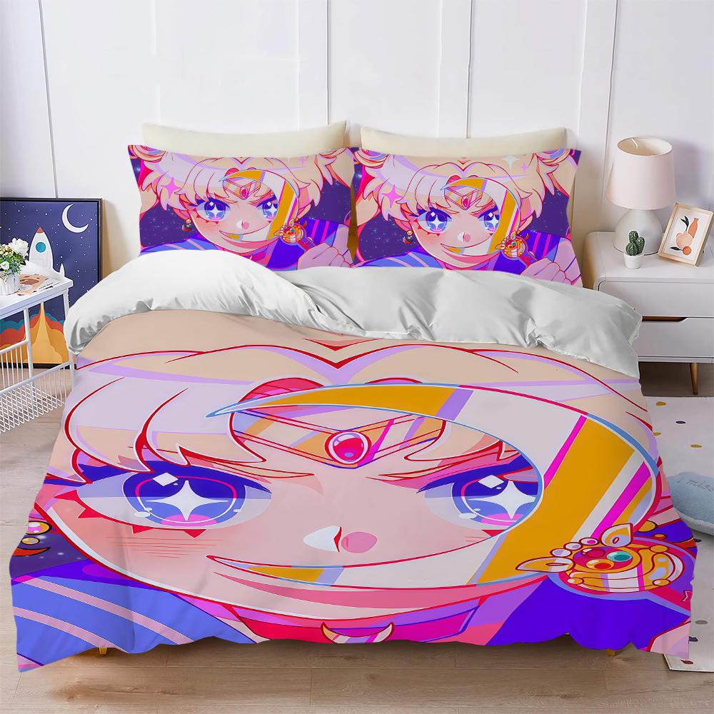 S-SAILOR Girl M-MOON Duvet Cover Set Soft Wash Bed 3 Piece Summer Comfortable Student Dormitory Home Baby Bedding Best seller