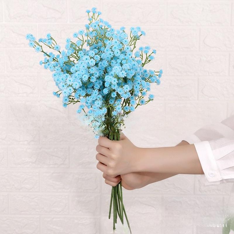 

Штучна Гіпсофіла 3-гілкова М яка Гумова Гіпсофіла Ручний Букет Весільна Прикраса Пластикова Штучна Квітка, Штучна Квітка 1pc синій