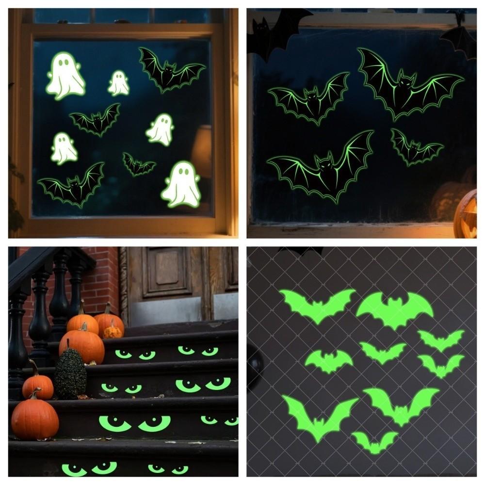 Luminous Window Clings Decor Happy Halloween Fluorescent Wall Decal  Party Decor