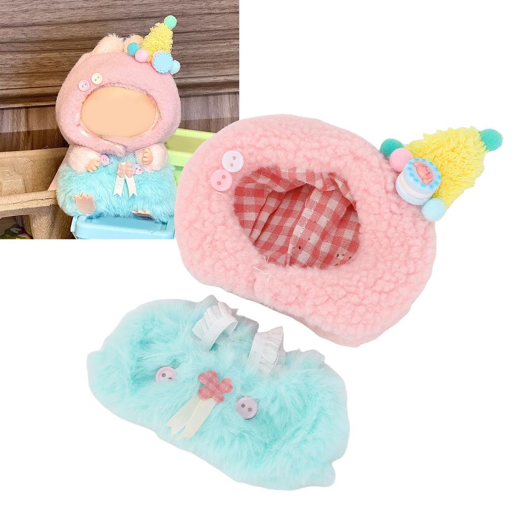 17cm Doll Clothes Set Plush Fiber Cloth Easy To Dress Doll Dress Up Hats Clothes Accessories