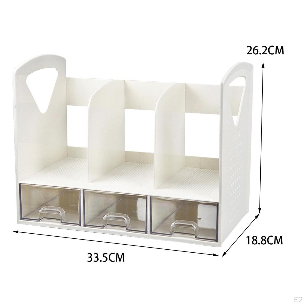 Desk Book Organizer Office Storage Rack for Home Multiuse Save Work Supplies Vertical Bookshelf
